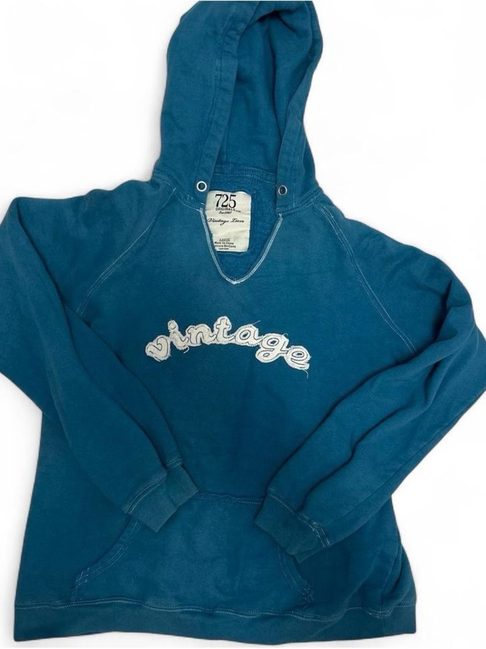 725 Vintage blue Crewneck Hooded Sweatshirt